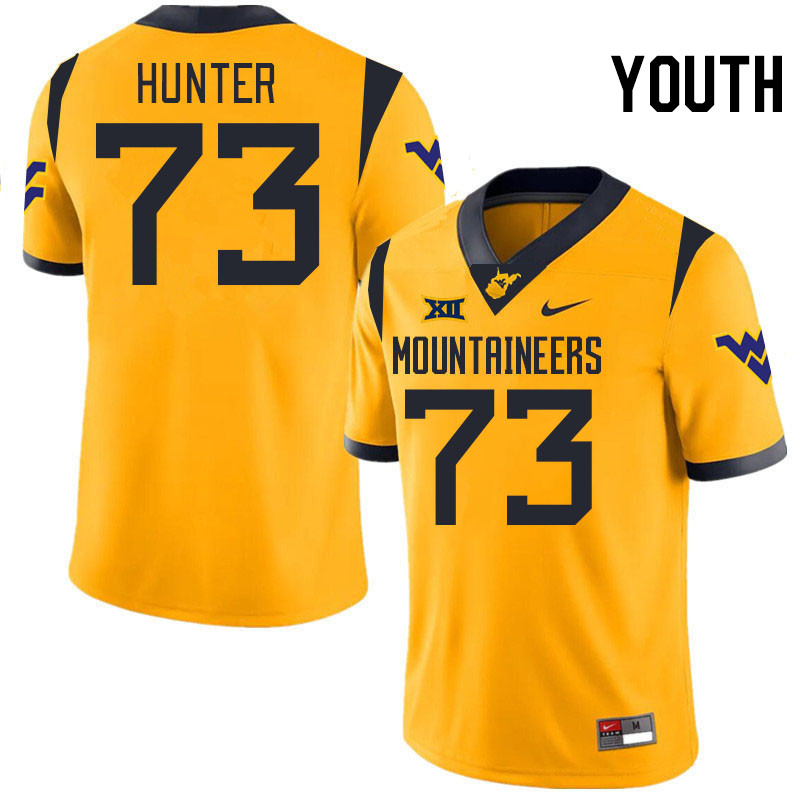 Youth #73 Andreas Hunter West Virginia Mountaineers College 2024 New Uniforms Football Jerseys Stitc